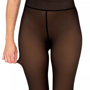 Fleece lined transparent tights for winter